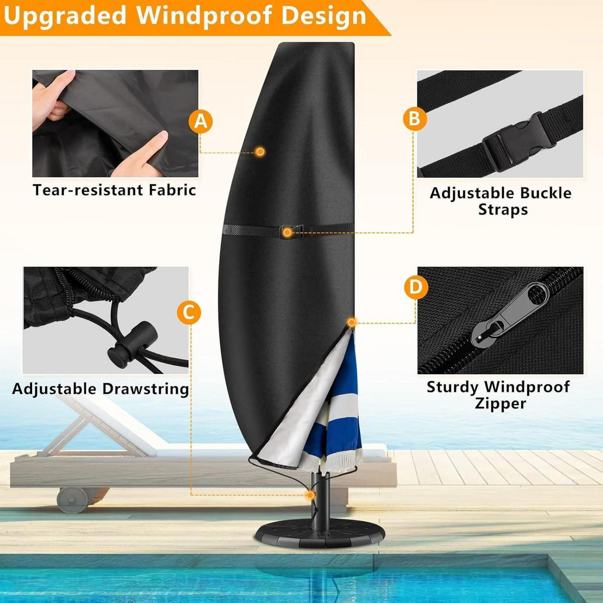 SONNENSCHIRM Schutzhülle 280 cm Wasserdicht 420D Oxford - Schwarz, Kunststoff (45/280/80cm)