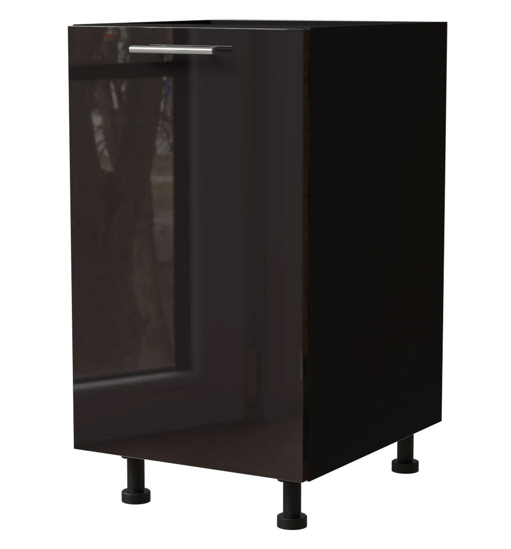 Feldmann-Wohnen Küchenunterschrank Schwarz Hochglanz, Schwarz 45x82x50 cm