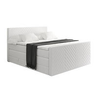 BOXSPRINGBETT mit Matratze und Lattenrost - VEXA-Z KING-160x200 - Weiß Kunstleder - Weiß, Holzwerkstoff (160/200cm) - ALTDECOR