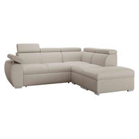 ECKSOFA Boston 2RR1P, Seite: Rechts 2R+R+1P(65)+PUFAP - Silberfarben/Creme, Holz/Textil (260/230cm) - MIRJAN24