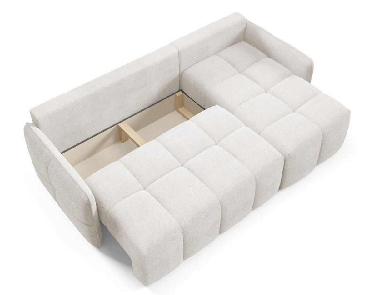 ECKSOFA Ecru MONO Mit Schlaffunktion Und Dekokissen Rechts - Weiß, Textil (220/145cm) - Sepro Meble