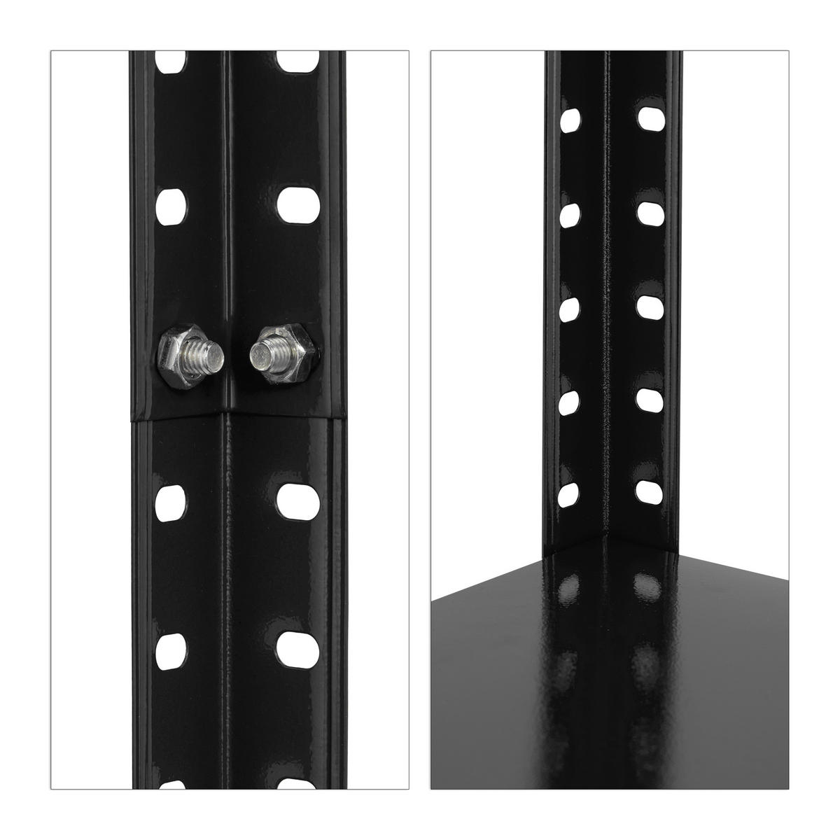 2XSCHWERLASTREGAL - Schwarz, Kunststoff/Metall (75.5/147.5/30.5cm) - Relaxdays