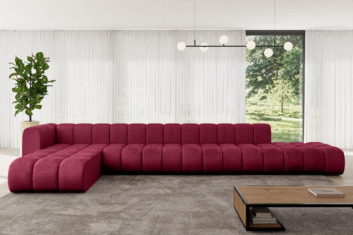 ECKSOFA modulares Sofa Zuvon-L3 - 478x177x70 cm Bordeauxrot - Bordeaux, Holzwerkstoff/Textil (478/177cm) - ALTDECOR