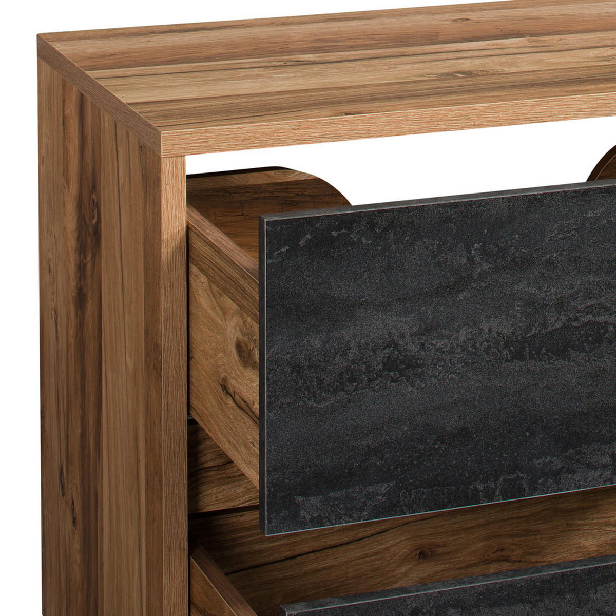 WASCHBECKENSCHRANK Harlow-56 - Anthrazit/Braun, Holzwerkstoff (100/71/46cm) - Lomado