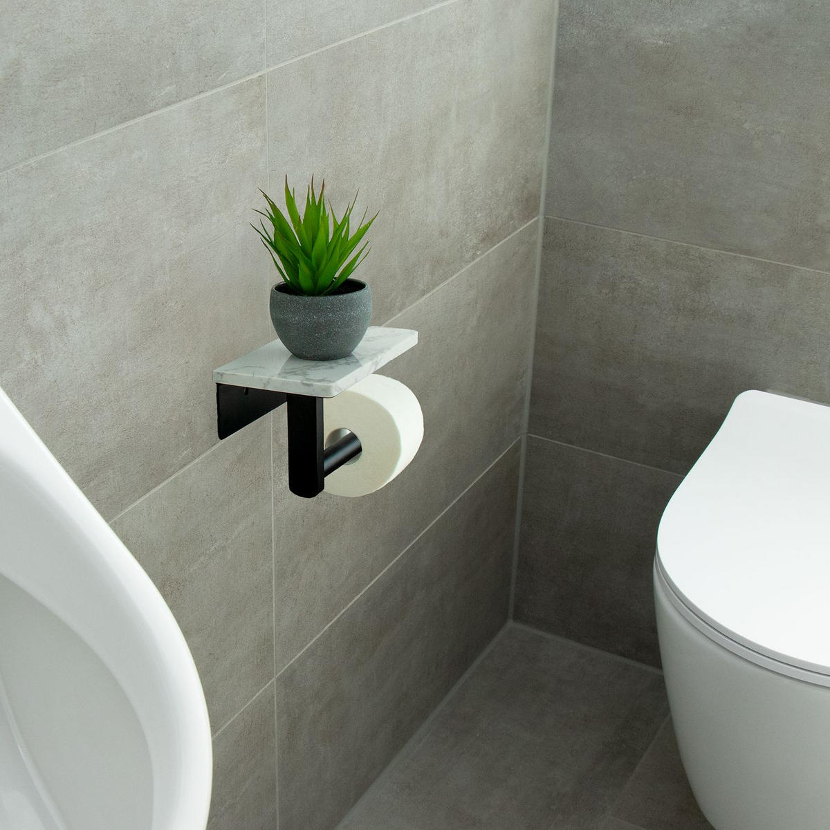 TOILETTENPAPIERHALTER Edelstahl mit Ablage - Multicolor, Metall (10/10/17cm) - Intirilife