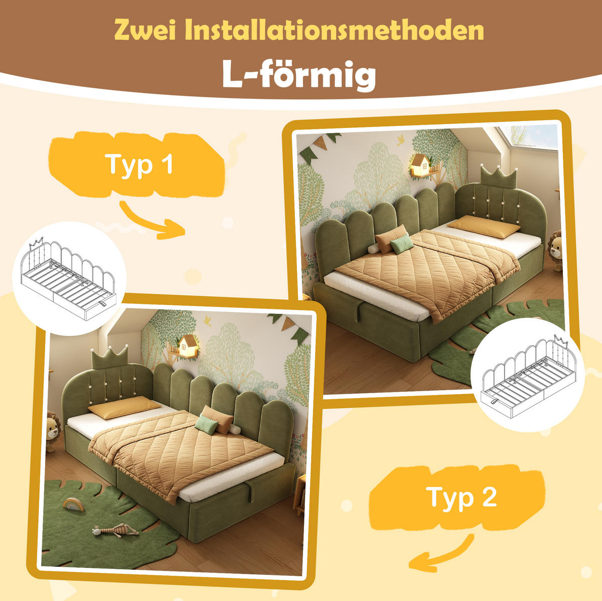 POLSTERBETT 90/190 cm Grün aus Samt mit Stauraum - Grün, Textil (90/190cm) - OKMYHOME