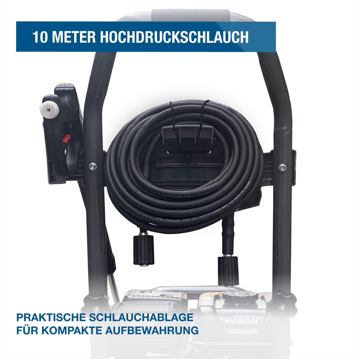 BENZIN-HOCHDRUCKREINIGER HYW3400P (5 PS, 234bar, 540 l/h, 4-Takt, 10m Schlauch) - Schwarz, Metall (54/98/68.5cm) - HYUNDAI