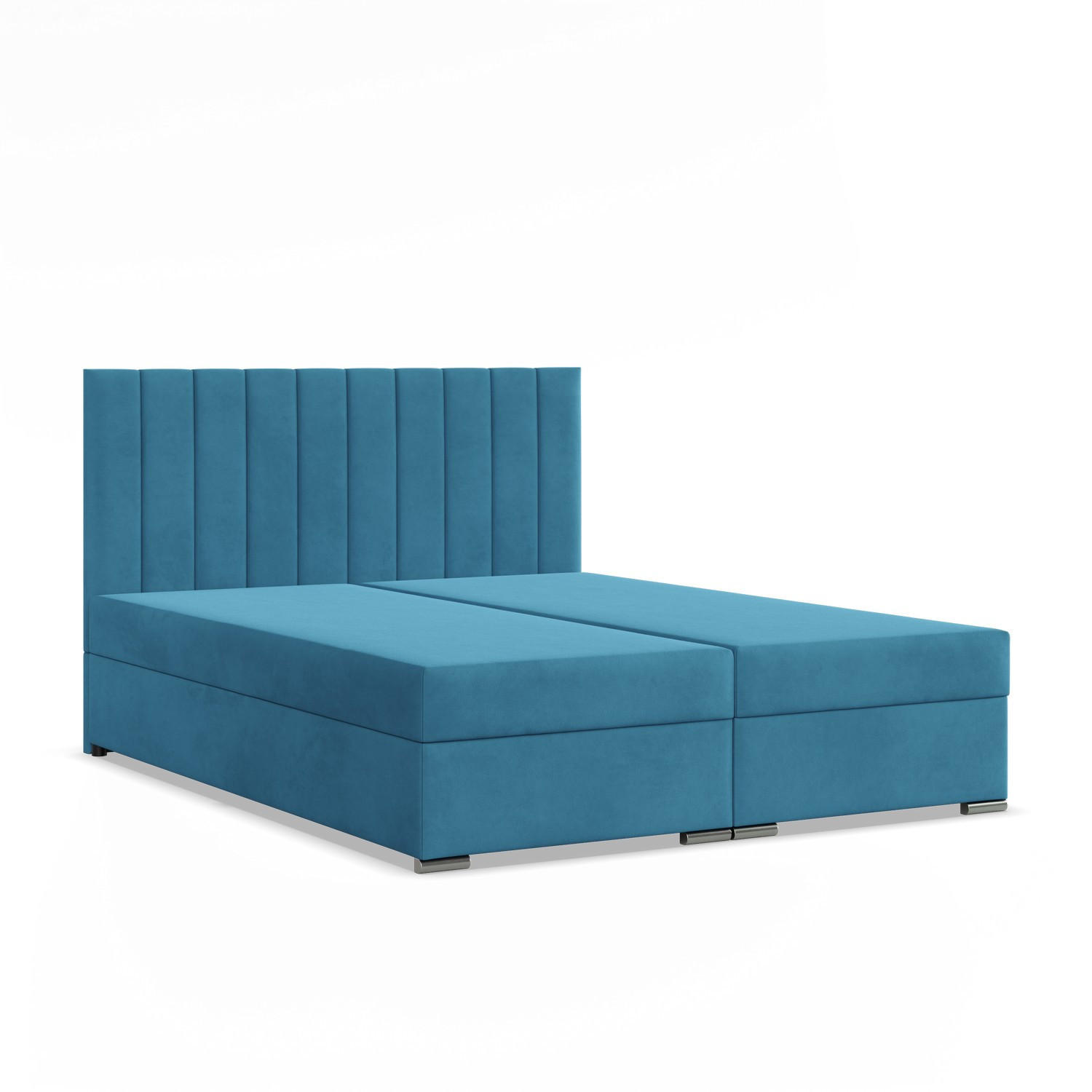 BOXBETT MIT KOPFTEIL 180x200 AGEN, Blau - Blau, Textil (180/200cm) - Mebligo
