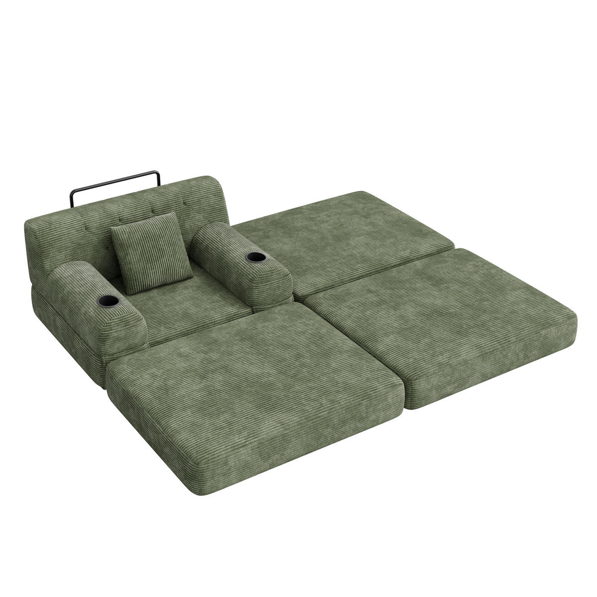 SCHLAFSESSEL Hocker und Liegefunktion, DE-42556, Grün - Grün, Textil (107/81/162cm) - ComfortXL