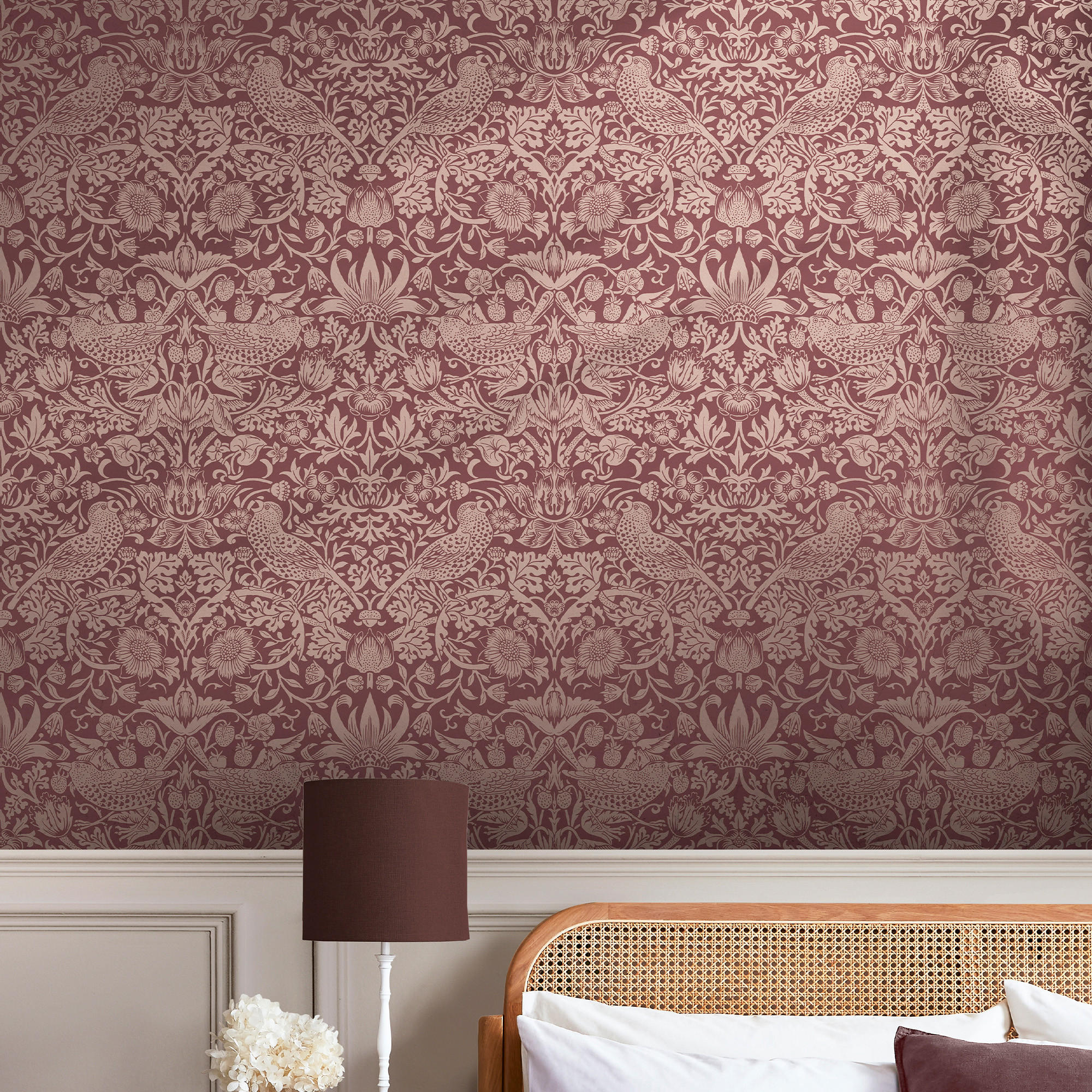 VLIESTAPETE Erdbeerdieb Faseriges Burgund - Rot, Papier/Kunststoff (52/1000cm) - Graham & Brown