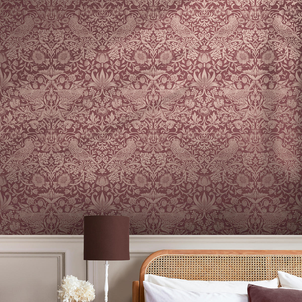 VLIESTAPETE Erdbeerdieb Faseriges Burgund - Rot, Papier/Kunststoff (52/1000cm) - Graham & Brown