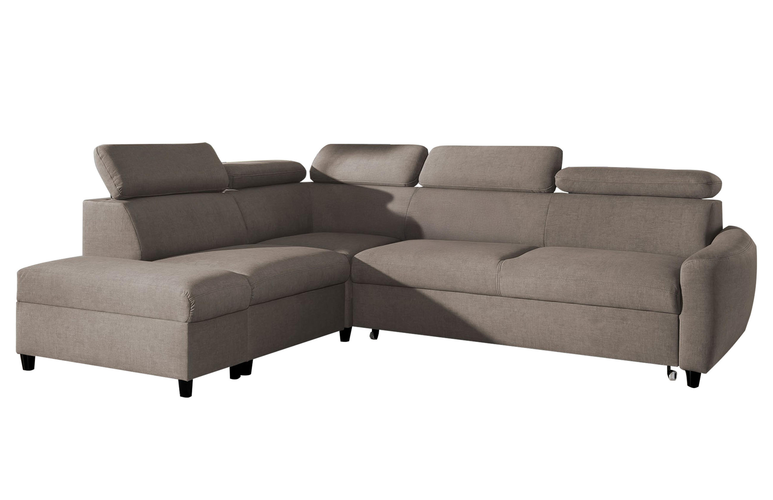 ECKSOFA L Form Olettio Braun 265/205/96 cm Links mit Schlaffunktion - Schwarz/Braun, Kunststoff/Textil (205/265cm) - AX Living