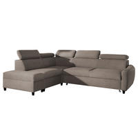 ECKSOFA L Form Olettio Braun 265/205/96 cm Links mit Schlaffunktion - Schwarz/Braun, Kunststoff/Textil (205/265cm) - AX Living