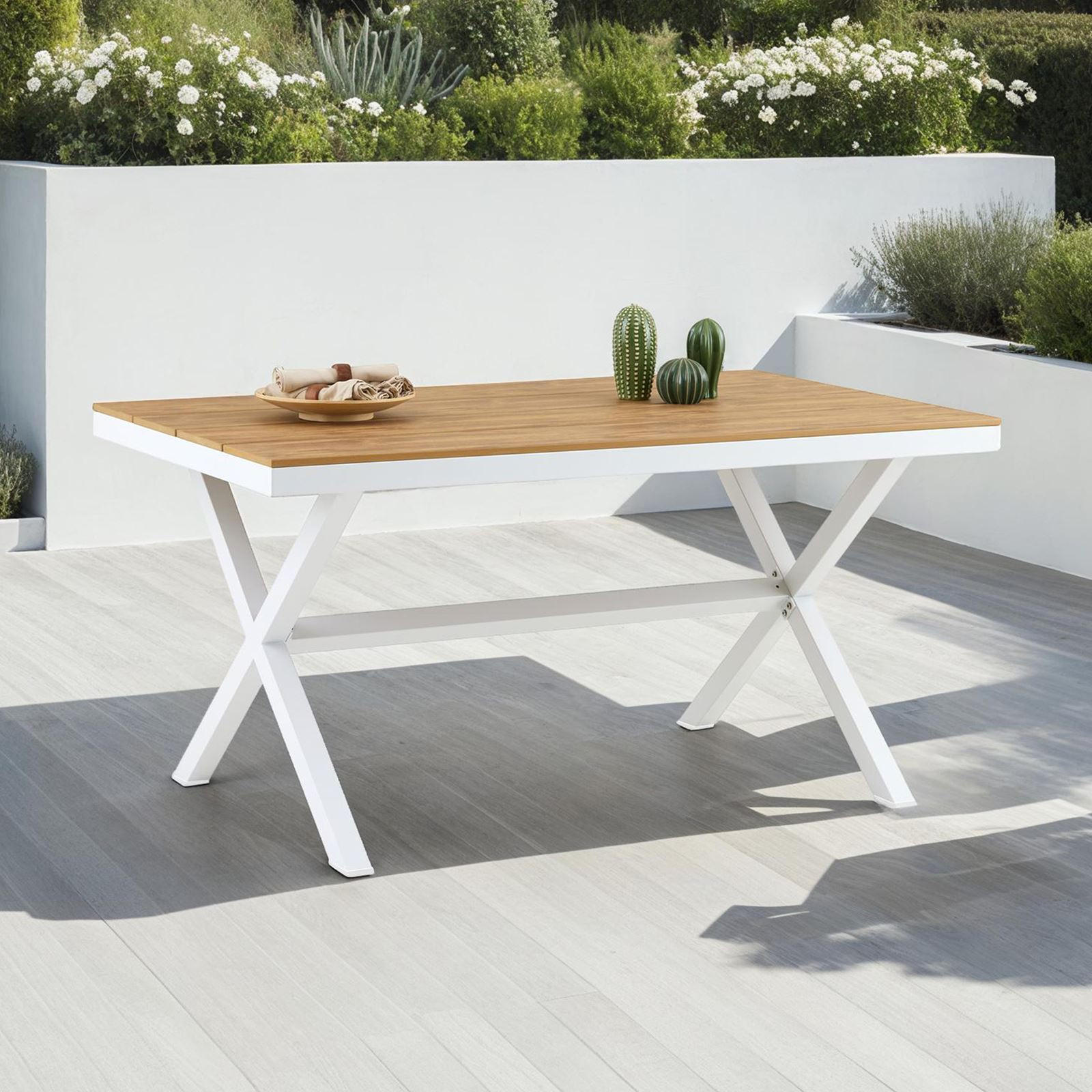 GARTENTISCH WINDY - Weiß, Metall (90/150/76cm) - IDIMEX