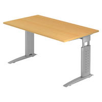 SCHREIBTISCH Serie-U 80/140/74 cm in Buchefarben/Silberfarbengrau - Buchefarben/Silberfarben, Holzwerkstoff (80/140/74cm) - bümö