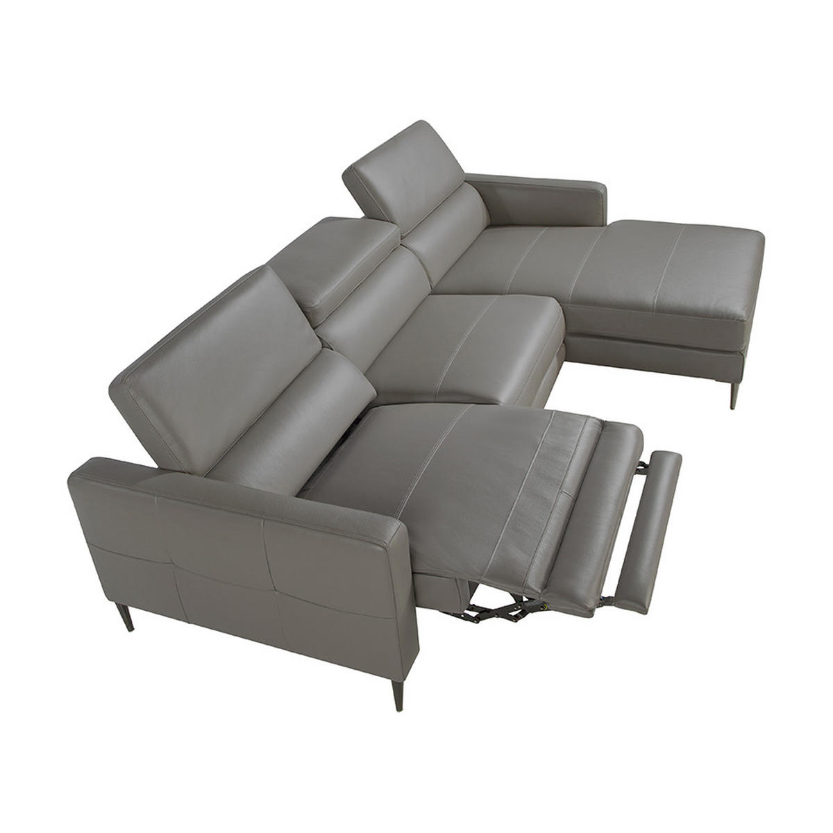 ECKSOFA Dunkelgrau Dunkler Stahl 258/173/95 cm - Dunkelgrau/Grau, Leder (258/173cm) - ANGEL CERDA