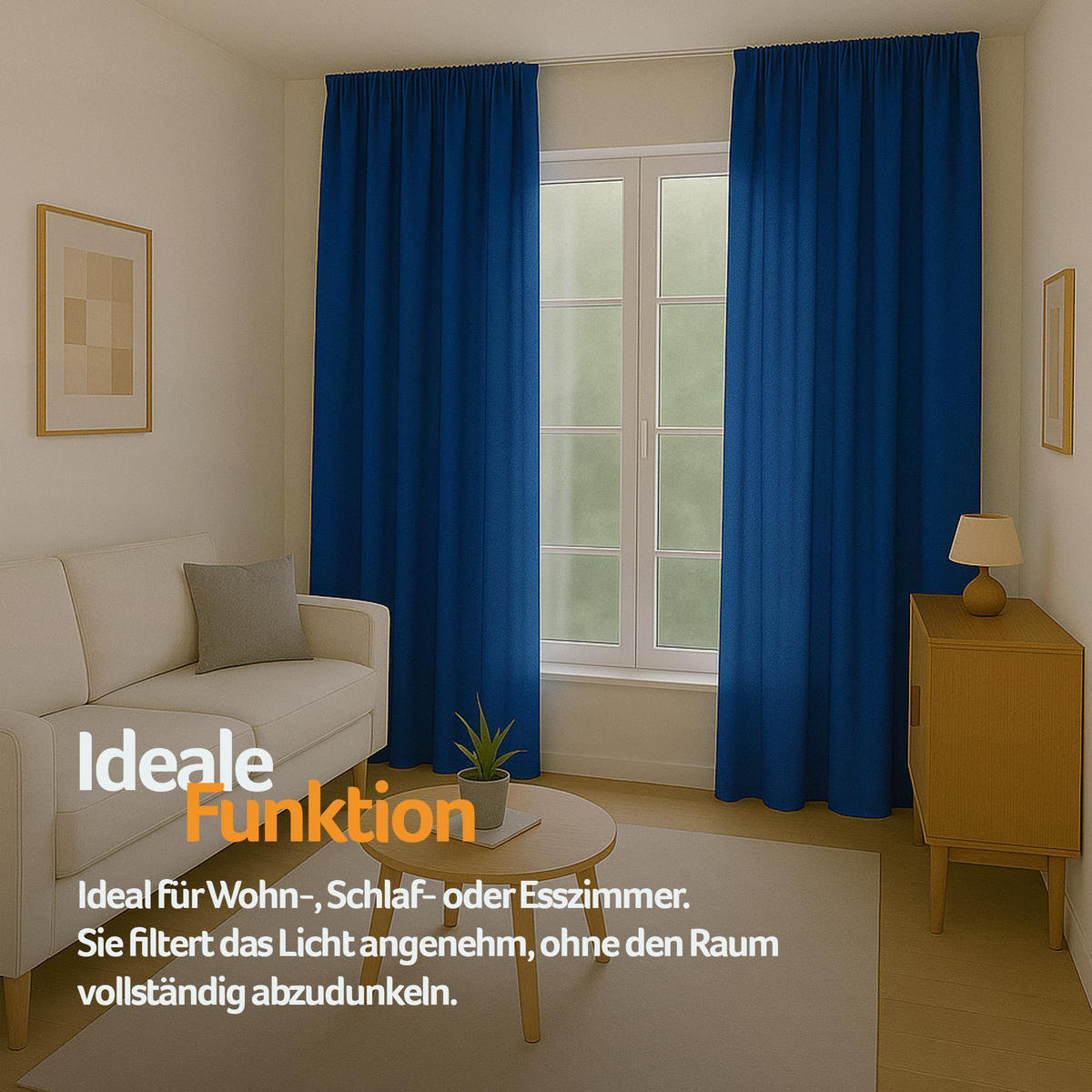 GARDINE Universalband "blickdicht" 2er Pack Blau 140x145 cm - Blau, Textil (140/145cm) - Bestlivings