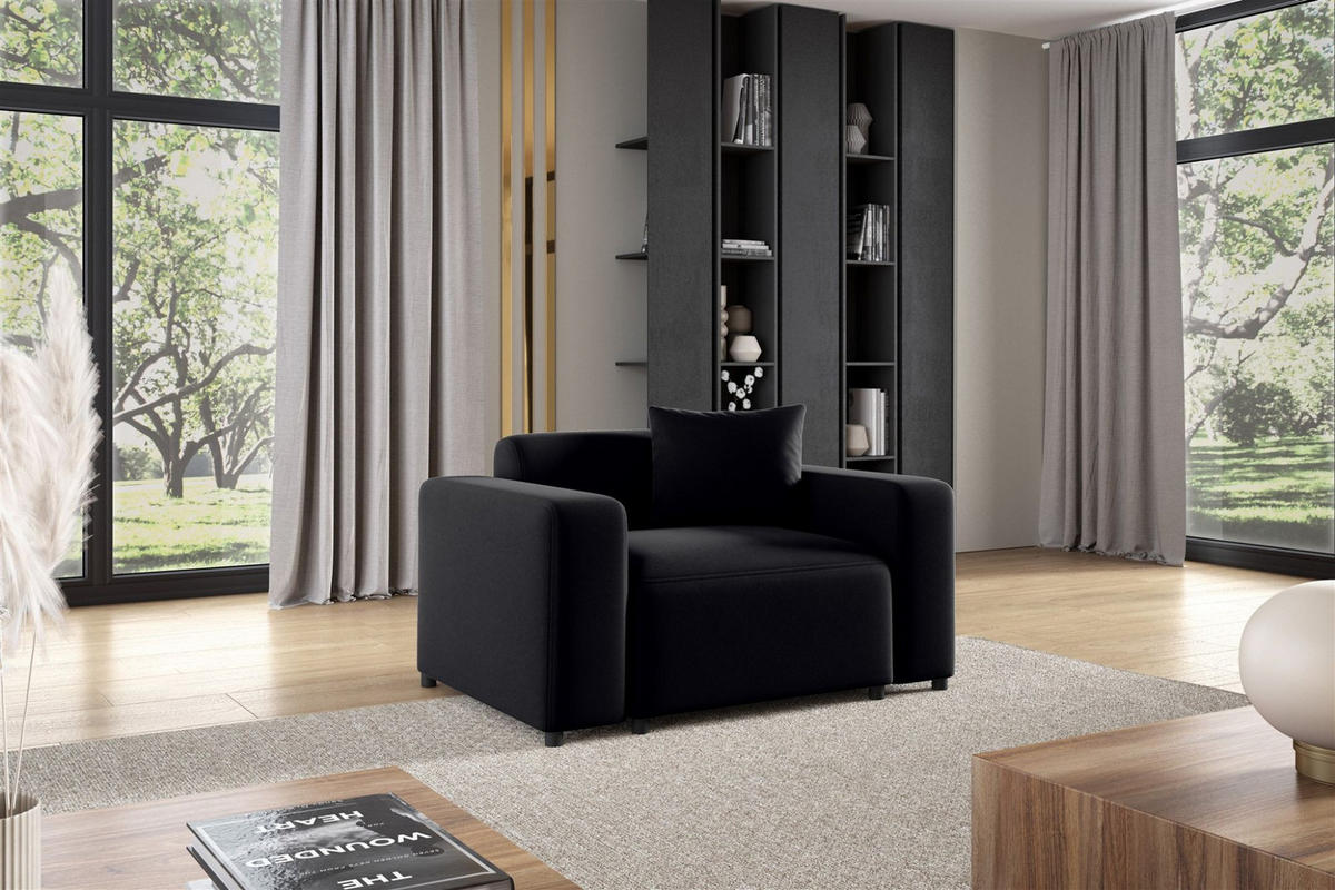 SESSEL Megan In Salvador - Schwarz, Holzwerkstoff/Textil (145/75/98cm) - Fun Möbel