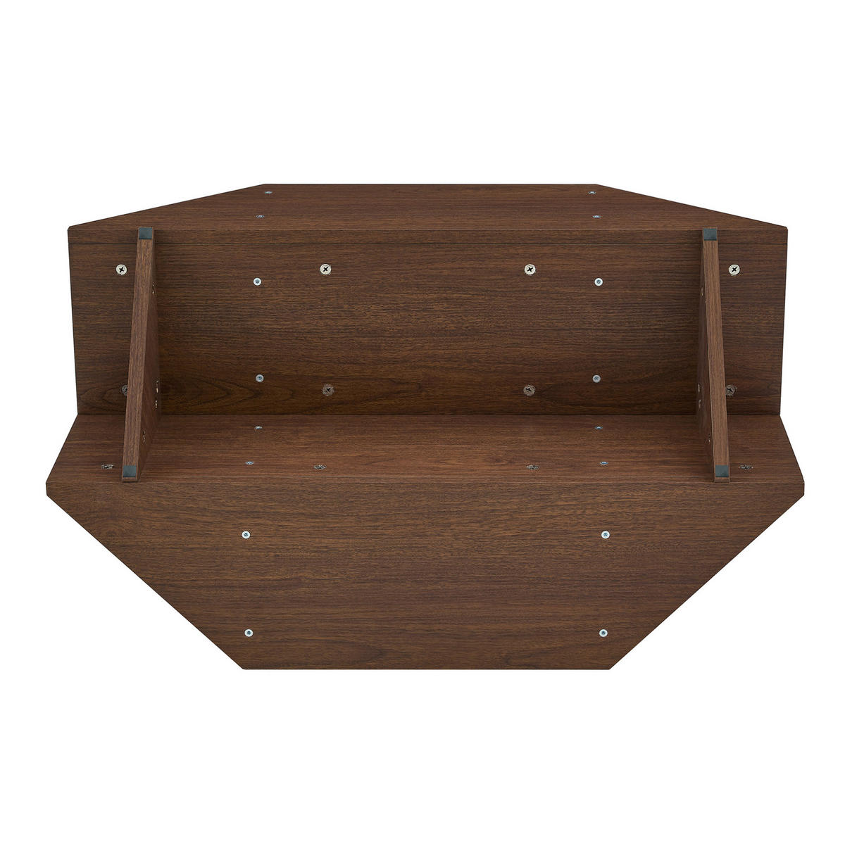 COUCHTISCH 103/63/33 cm mit Glasplatte, offenen Ablagefächern und MDF-Gestell in Walnussoptik, Walnuss - Walnussfarben, Holzwerkstoff (103/63/33.5cm) - Redom