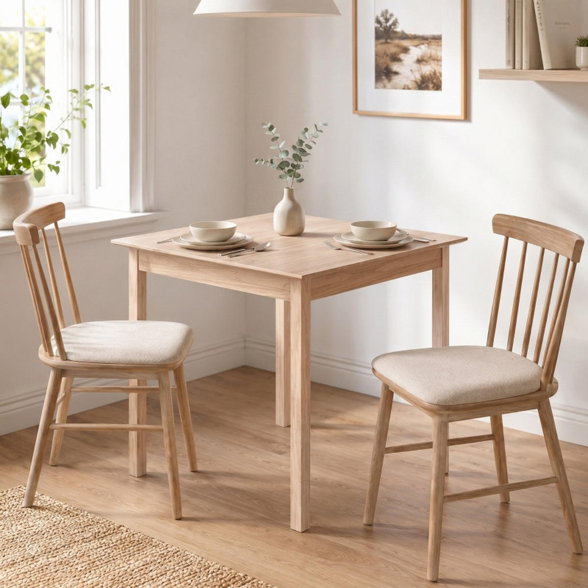 ESSTISCH quadratisch 75×75 cm aus Kiefernholz, stabiler Esszimmertisch mit rutschfesten Fußpads, bis 30 kg Belastung - Kieferfarben, Holz (75/75/76cm) - Joyfair