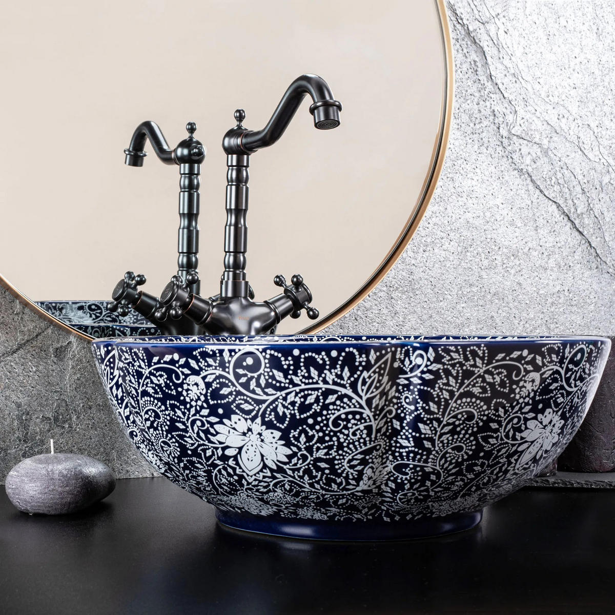 AUFSATZWASCHBECKEN Rea Sevilla - Blau, Keramik (42.5/15/42.5cm) - REA