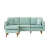 ECKSOFA kompakt, Gesamtbreite 215 cm, perfekt für kleine Räume - Nussbaumfarben/Grün, Holz/Textil (215/145cm) - myHomelando