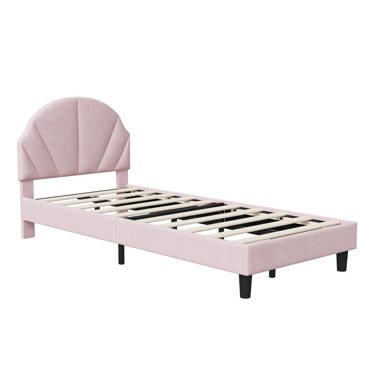 POLSTERBETT 90x200cm Rosa Mit Verstellbarem Kopfteil, Jugendbett - Rosa, Holz (90/200cm)