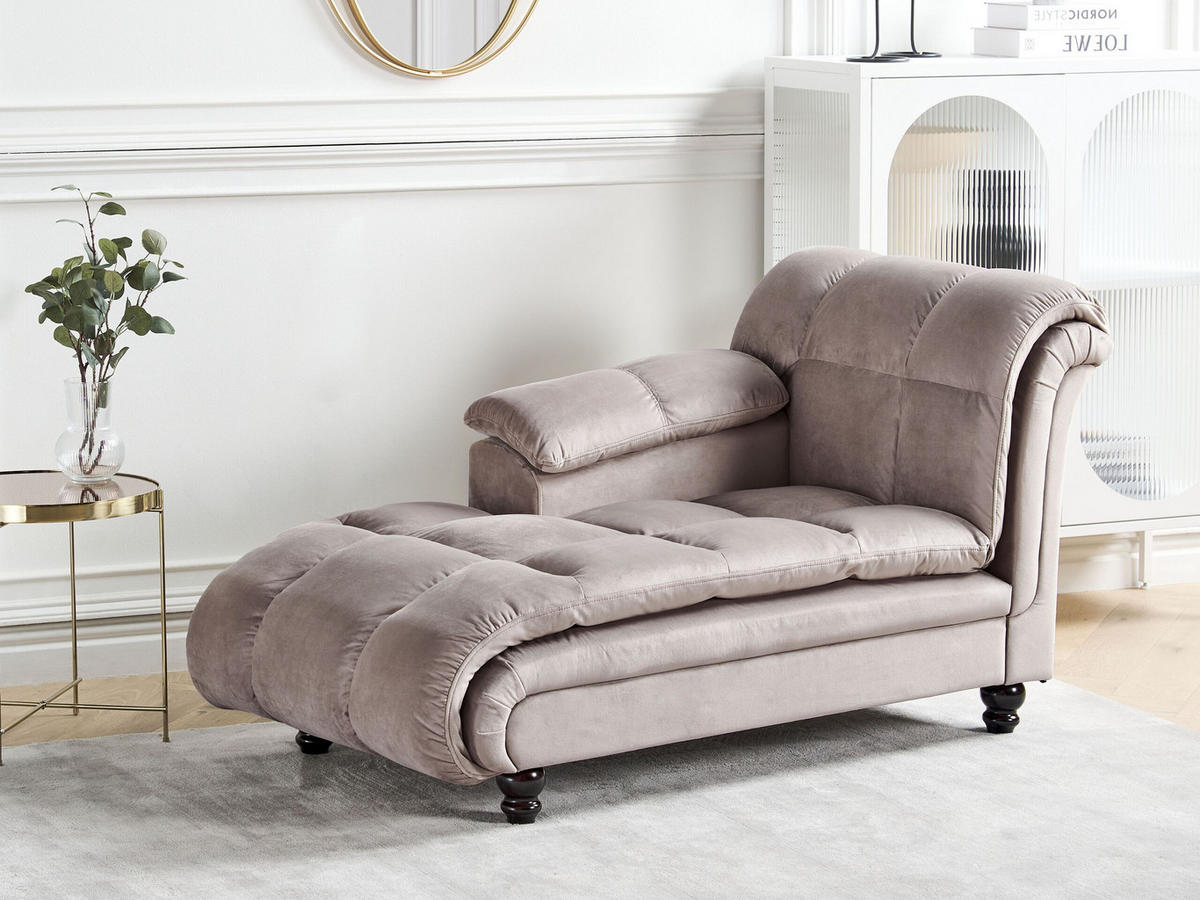 CHAISELONGUE taupe rechtsseitig Lormont - Braun, Textil (141/76/70cm) - Beliani