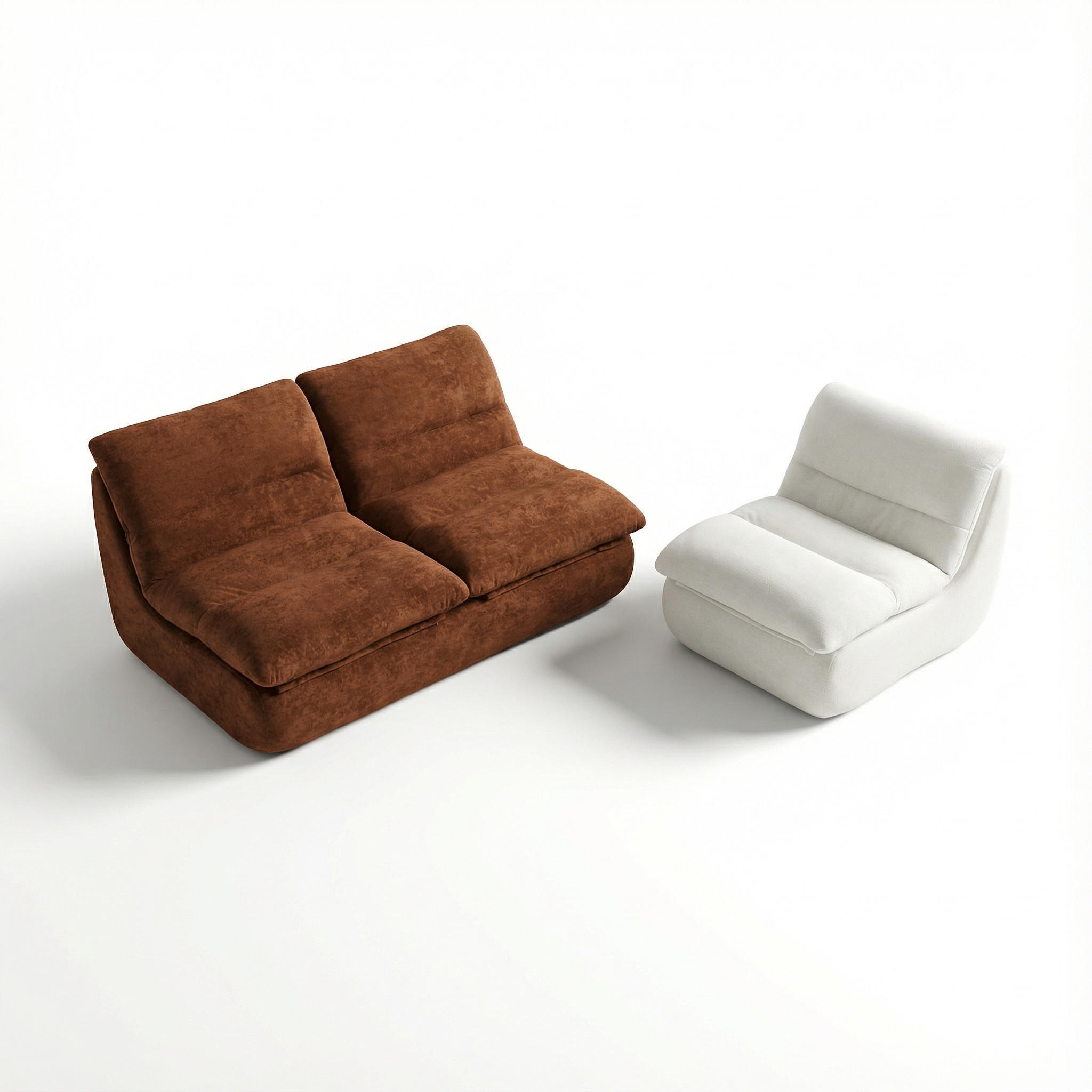 SITZGARNITUR Nuvia Sofa und Sessel Schokolade und Weiß - Braun/Weiß, Textil (160/73/100cm) - COCO Living