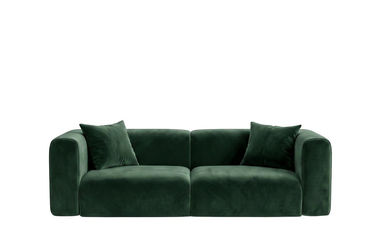 SOFA 2-Sitzer, Velvet-Stoff Bluvel, Grün, GRETA - Grün, Holz (228/70/89cm) - Kaiser Möbel
