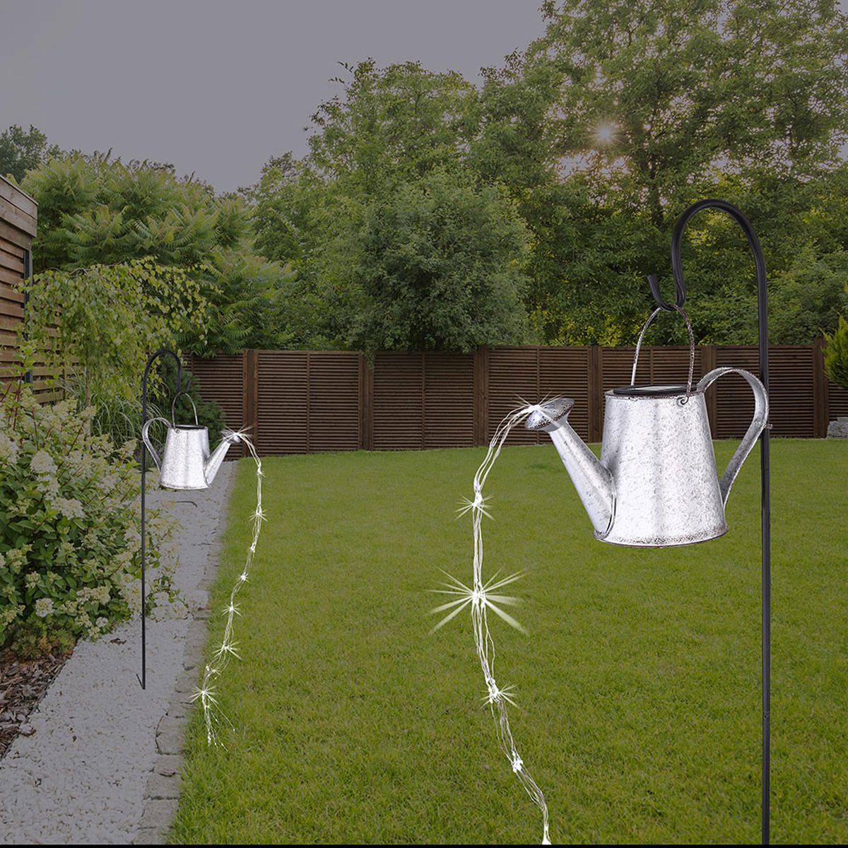 LED AUSSENLEUCHTE Gießkanne Silber - Silberfarben, Metall (38/20.5/130cm)