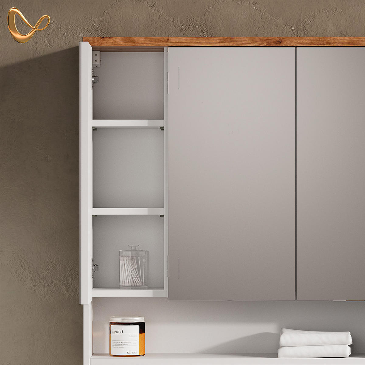 BADSPIEGELSCHRANK Tanaro Weiß 70 x 77.5 cm mit 3 Türen - Weiß, Holzwerkstoff (70/77.5/21.7cm) - Livinity®