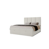 BOXBETT Malmo mit 2 Bettkästen, 180x200, Weiß, Velourstoff, Doppelbett mit Bonell-Matratze - Weiß, Holz/Kunststoff (180/200cm)