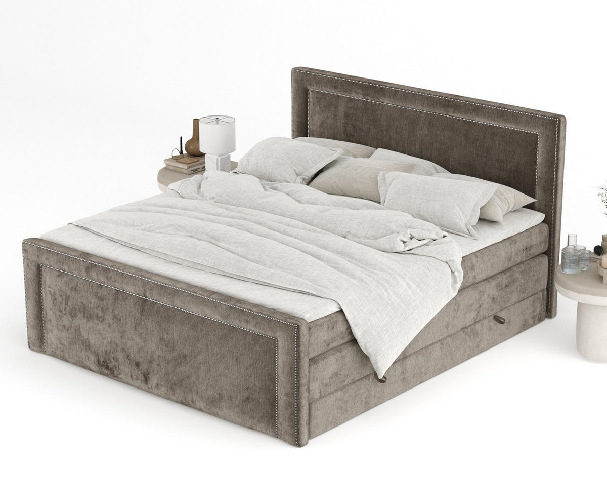 BOXSPRINGBETT Luxora Braun 200/200 cm - Schwarz/Braun, Holz/Holzwerkstoff (200/200cm) - Maison de Reve