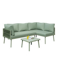 GARTEN-LOUNGE-SET L-Form Grün 3-tlg. - Grün, Metall - ComfortXL