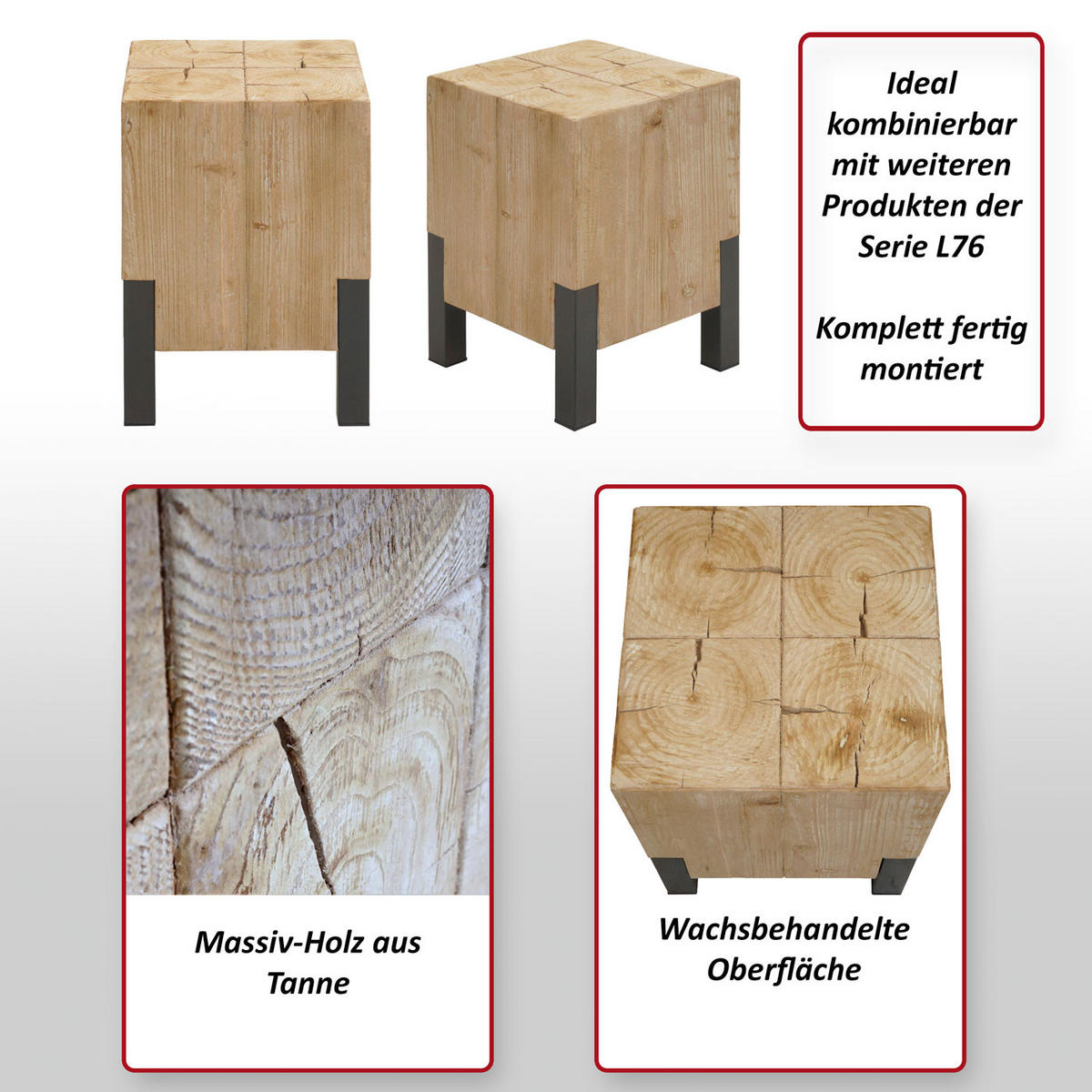 BEISTELLTISCH L76B quadrat Braun - Braun, Holz (32/32/46cm) - MCW