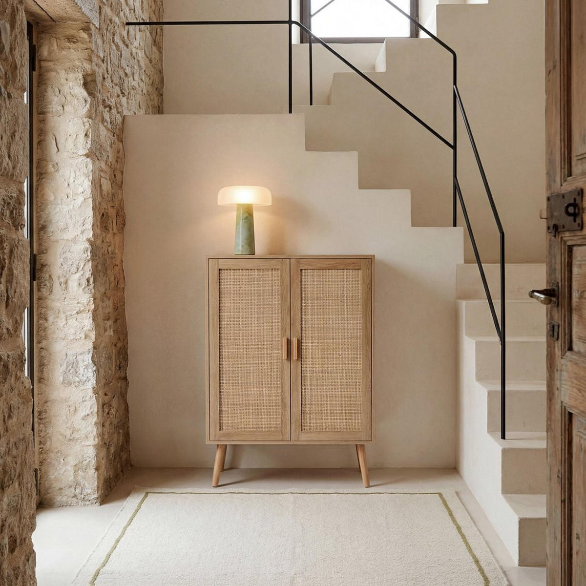 VITRINENSCHRANK DOPPELTER Tahiti Natürlich 80 cm x 110 cm - Naturfarben, Holzwerkstoff (80/110/34cm) - Klast Home