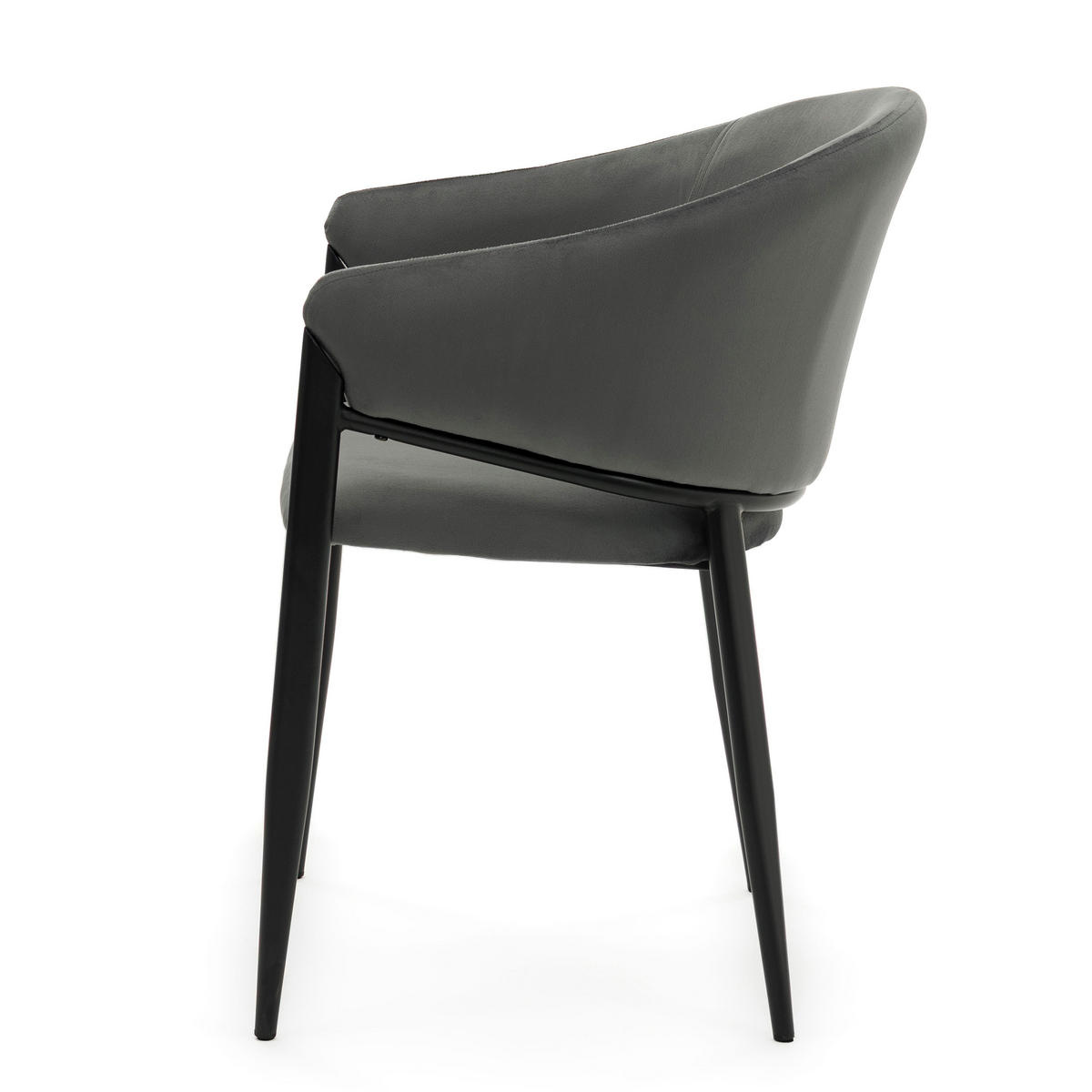STUHL BUENO gespolsterter - grau - Glamour Velour Samt - Schwarz/Grau, Textil/Metall (57/81/59cm) - NEW HOME