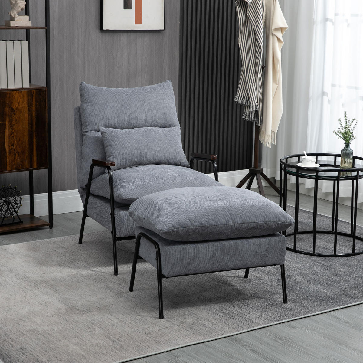 RELAXSESSELSET Hellgrau - Hellgrau, Metall (91.5/88/68cm) - HOMCOM