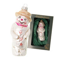 CHRISTBAUMSCHMUCK Schneemann Philippe Silberfarbig 12cm (Glas / 1 Stk.) - Silberfarben, Glas (5/12/4cm) - Krebs Glas Lauscha