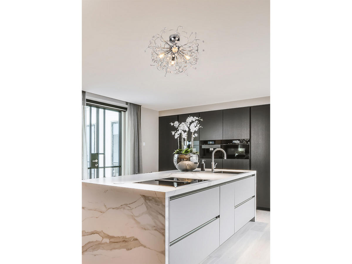 LED-DECKENLAMPE Silber Ø55cm, Gold Kristall - Chromfarben/Transparent, Kunststoff/Metall (55/55/35cm) - meineWunschleuchte