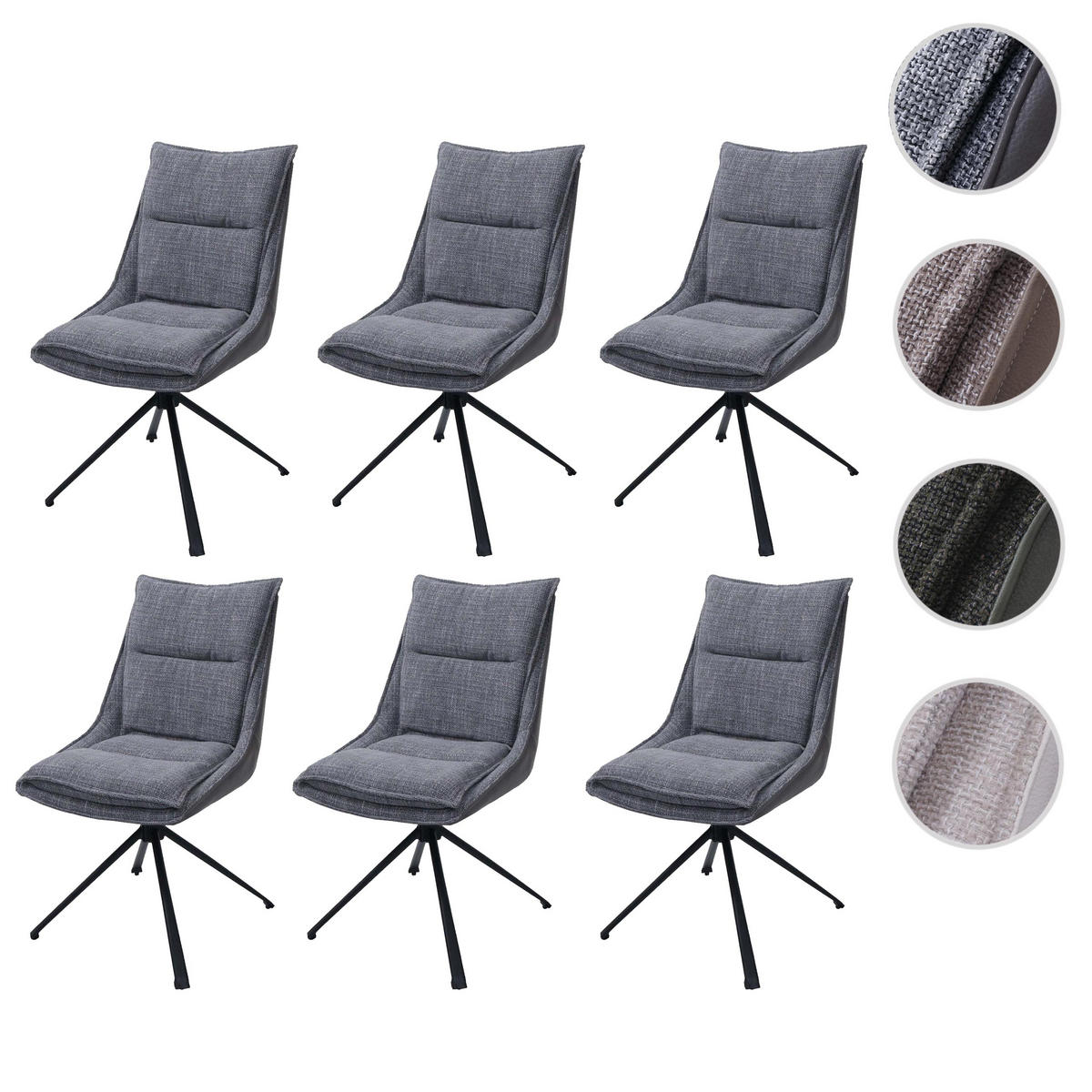 ESSZIMMERSTUHL Grau 6er-Set - Grau, Textil (52/92/52cm) - MCW