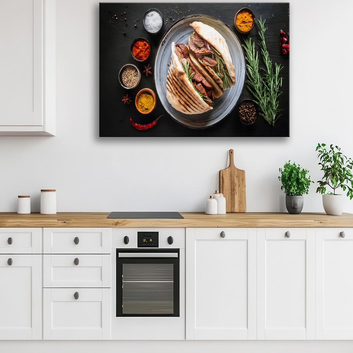 WANDBILD kebab kebap gewürze essen für die küche - Multicolor, Textil (60/40cm) - Feeby