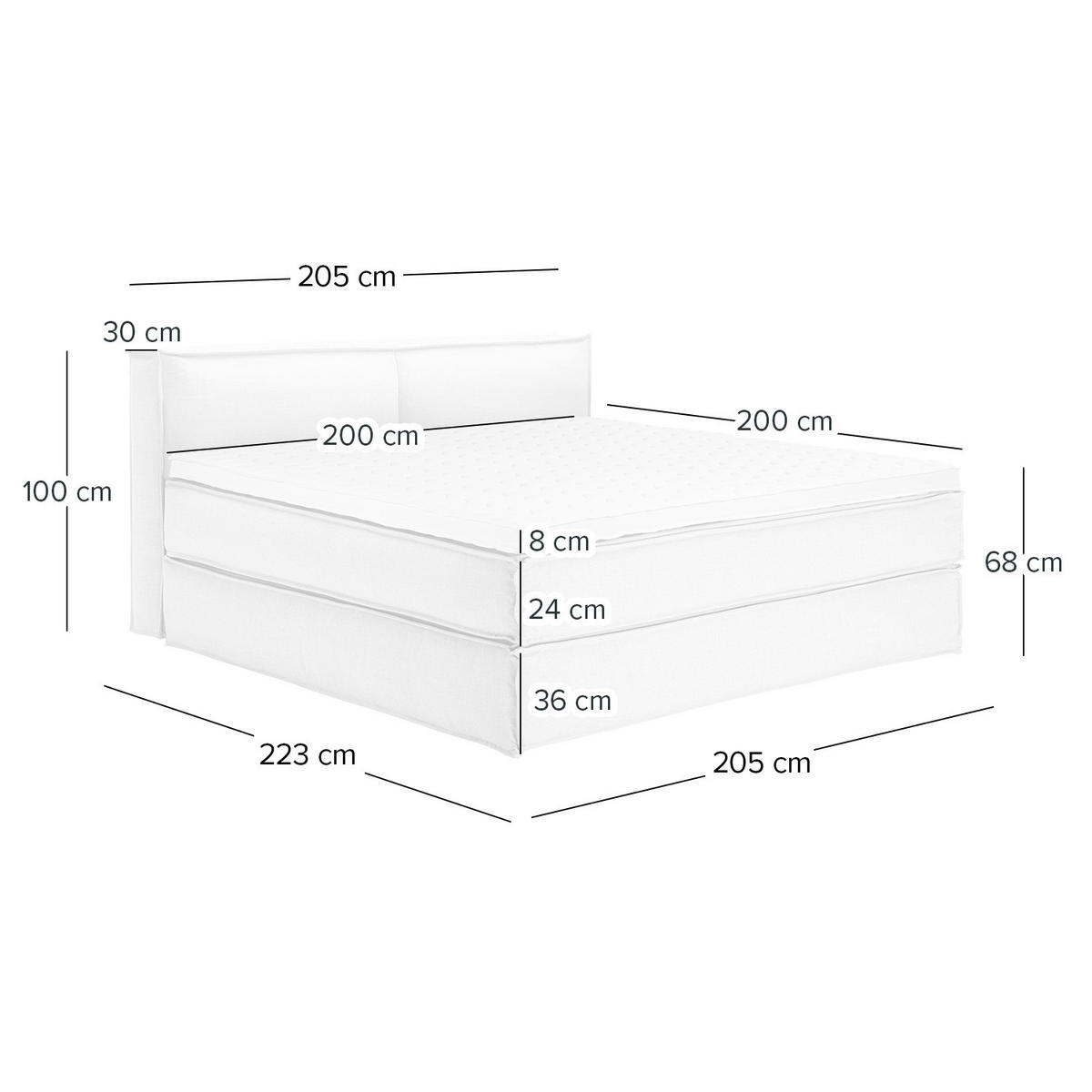 BOXSPRINGBETT mit Kopfteil - Premium - Grau, Textil (200/200cm) - home24