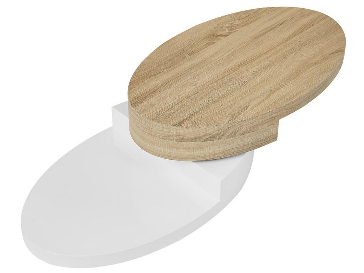 COUCHTISCH mit drehbarer Tischplatte - MDF - Naturfarben & Weiß - VITALY - Naturfarben, Holz (100/60/33cm) - Vente-Unique