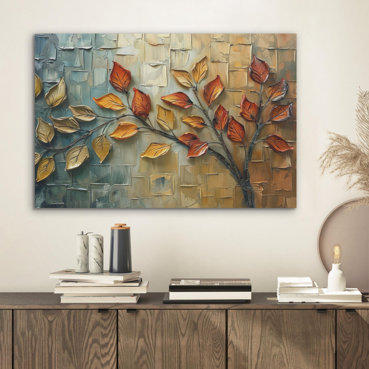 AKUSTIKBILD Baum - Abstrakt - Natur - Kunst Wanddeko 70x50 cm - Goldfarben, Kunststoff (70/50/0.9cm) - MuchoWow