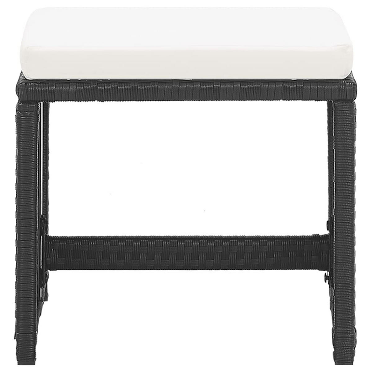 GARTENHOCKER 2er set Mit Sitzkissen Poly Rattan Schwarz - Schwarz, Kunststoff (41/35/41cm) - vidaXL