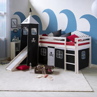 HOCHBETT mit Rutsche 90/200 cm Pirat - Schwarz/Weiß, Holz - Homestyle4u
