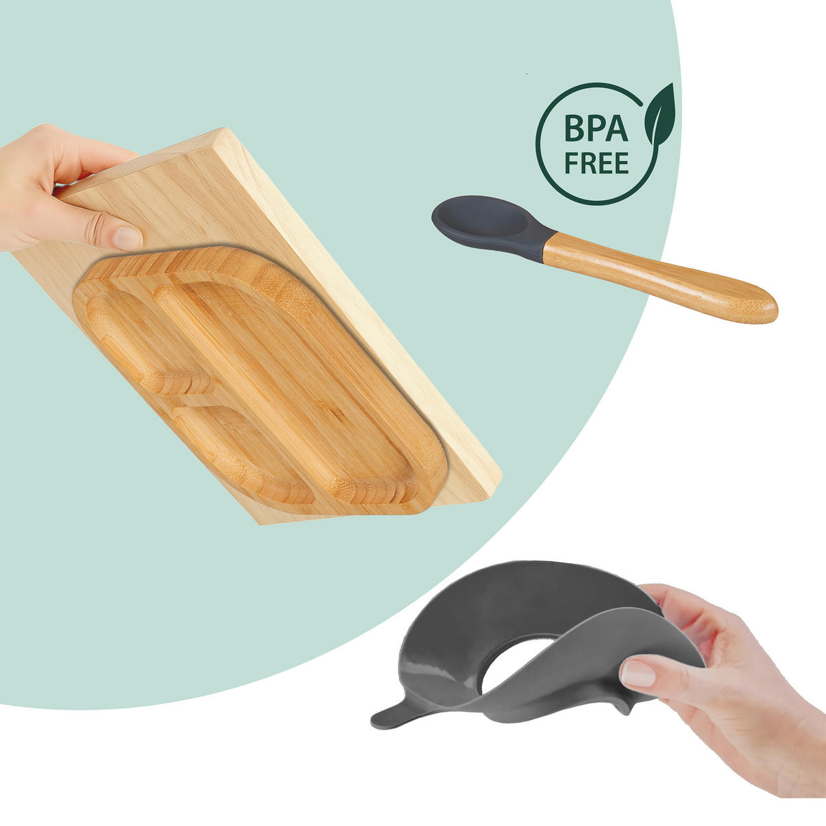 DETSKÉ menu - svetlohnedá, drevo/plast (19/3/19cm) - Relaxdays