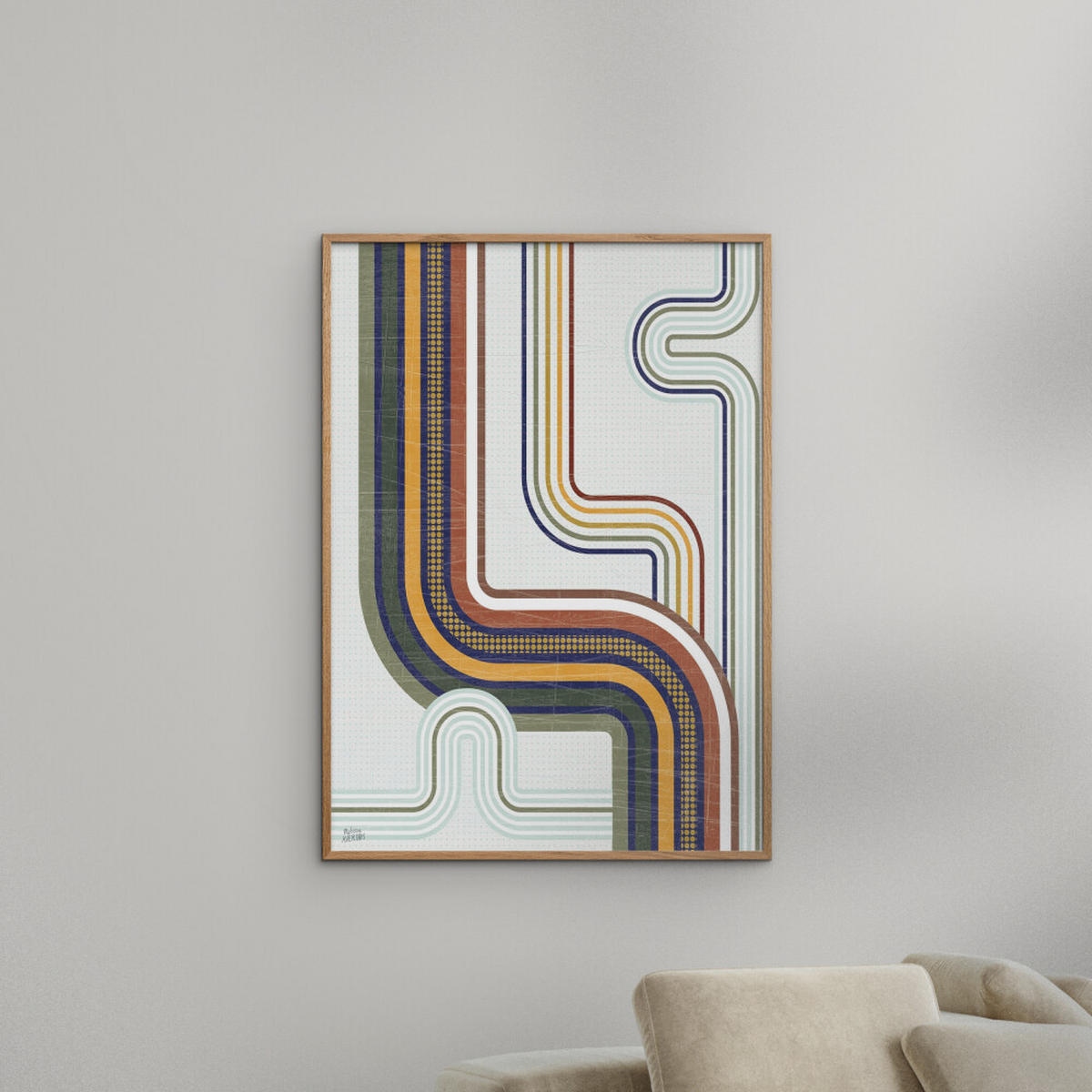 POSTER mit Rahmen Wild Apple - Retro Subway II - Eichefarben/Multicolor, Holz/Papier (30/40cm) - Poster&Frame